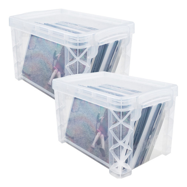Clear Plastic Stacking Storage Box, 4X6 in, Set of 2
