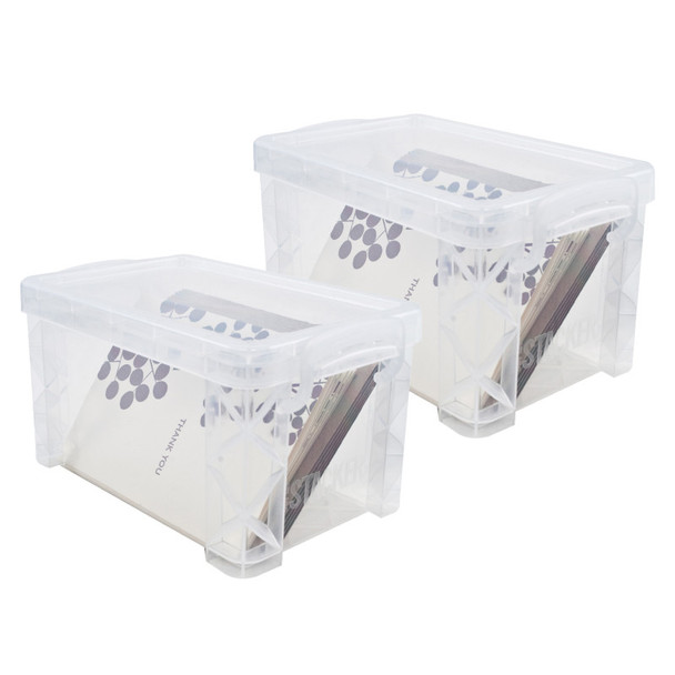 Clear Plastic Stacking Storage Box, 3X5 in, Set of 2
