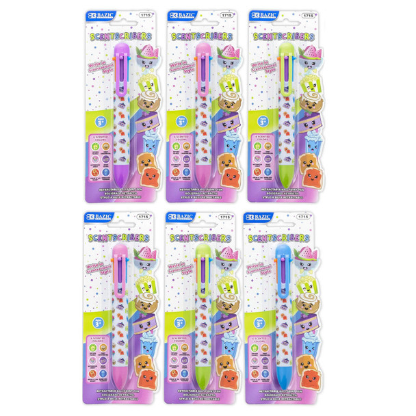 Scented 6-Color Pen, Assorted Designs, Set of 6