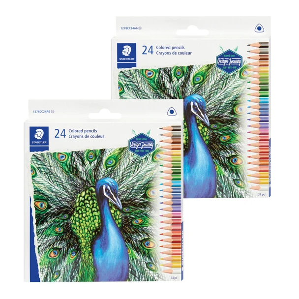 Triangular colored pencils, 24 colors, 2 Sets