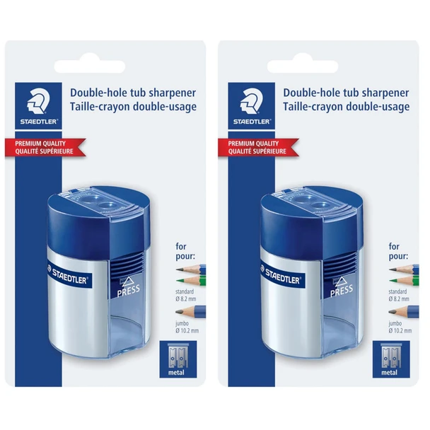 Personal Pencil Sharpener, Dual-Size, Safety Lock Lid, Set of 2