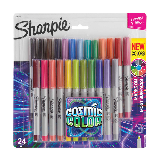 Permanent Markers, Ultra Fine Point, Assorted Cosmic Colors, Quick-Drying, 24 Count
