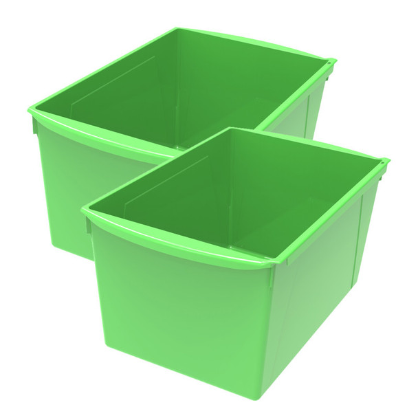 Wide Book Bin, 14.5" x 9.2" x 7", Green, Classroom Storage Organizer, Set of 2