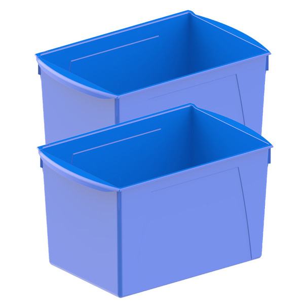 Wide Book Bin, 14.5" x 9.2" x 7", Blue, Classroom Storage Organizer, Set of 2
