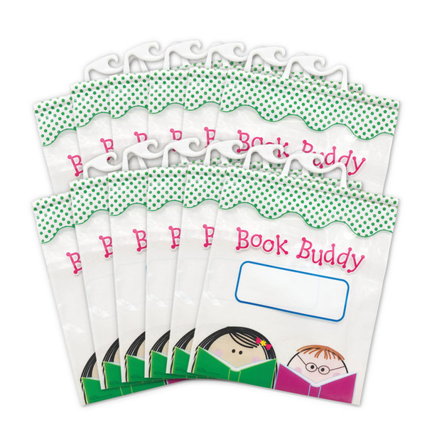 Book Buddy Bags, 10-1/2 in x 12-1/2 in, Reader Friends Design, Pack of 12