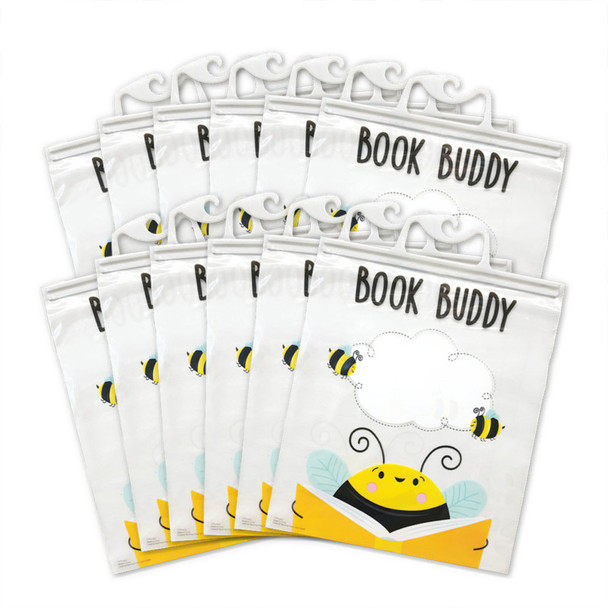 Book Buddy Bags, 10-1/2 in x 12-1/2 in, Bee a Reader Design, Pack of 12