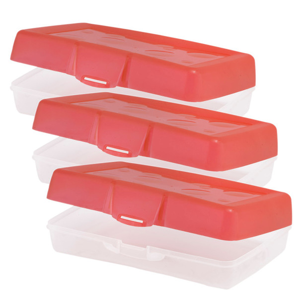 Large Pencil Box, Red, Set of 3