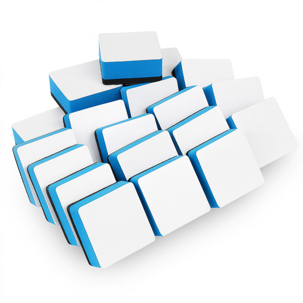 Dry Erase Eraser Board Buddies, 2 x 2 in, Blue/White, 24-Pack