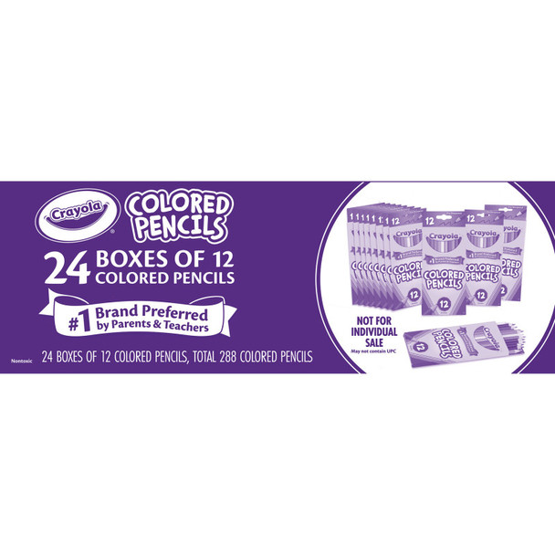Colored Pencils, Assorted Colors, 12 Count Boxes, Pack of 24