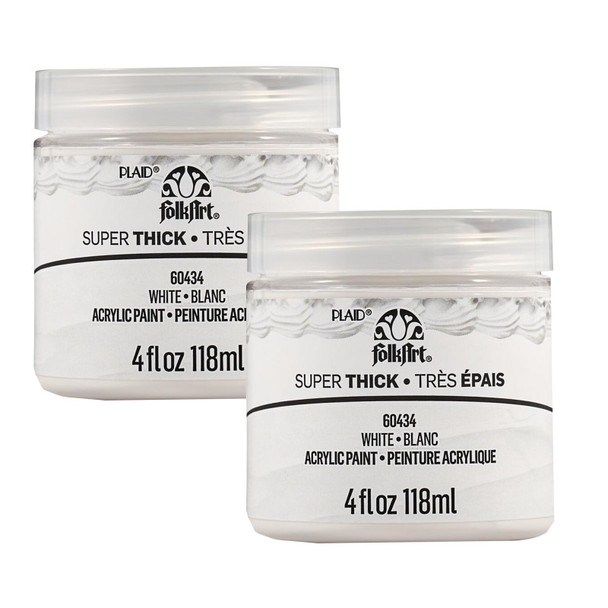 Super Thick Acrylic Paint, 4 oz, White, 2-Pack