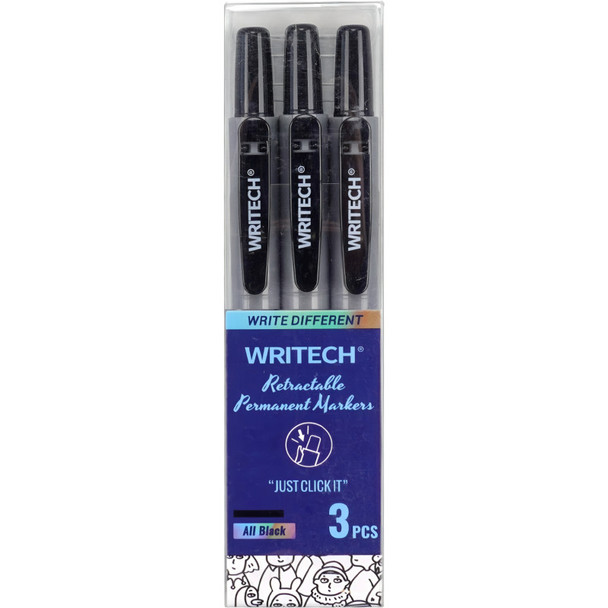 Retractable Dry Erase Markers, Black, Fine Point, 3-Pack