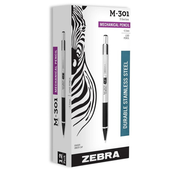 Mechanical Pencils, Stainless Steel Barrel, 0.5mm Fine Point, Refillable, 12 Count