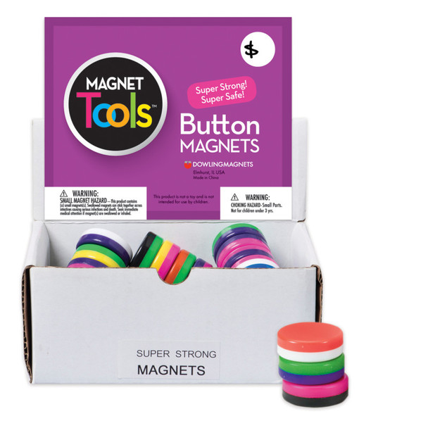 Button Display Magnets, Assorted Colors, Box of 40