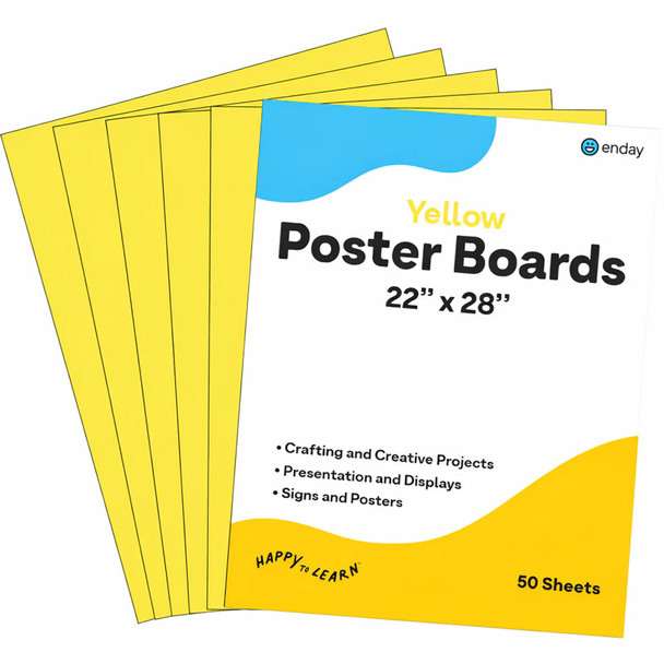 Poster Board, 22 x 28 in, Yellow, 50 Pack