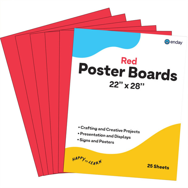 Poster Board, 22 x 28 in, Red, 50 Pack