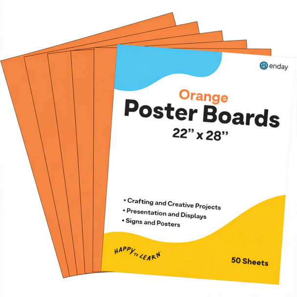 Poster Board, 22 x 28 in, Orange, 50 Pack