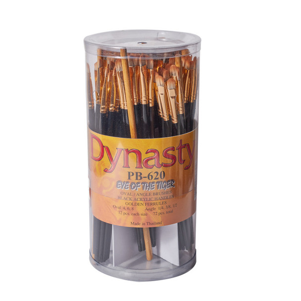 Eye of the Tiger Filbert and Angle Brush Canister, 72 Brushes
