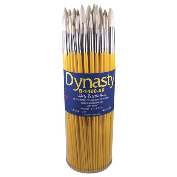 Interlock White Bristle Round Brush Canister, 60 Brushes