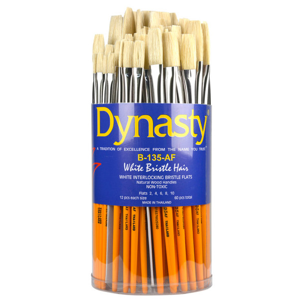 Interlock White Bristle Flat Brush Canister, 60 Brushes