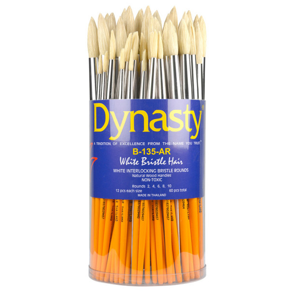 Interlock White Bristle Round Brush Canister, 60 Brushes