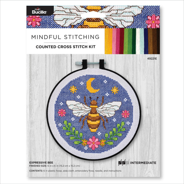 Expressive Bee Counted Cross Stitch Kit, 6 Inch