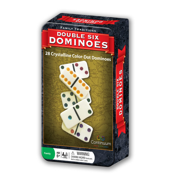 Double 6 Dominoes Set in Tin, 28 Jumbo Dominoes