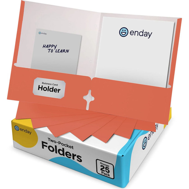 Two-Pocket Paper Folders, Letter Size, Orange, 25 Pack