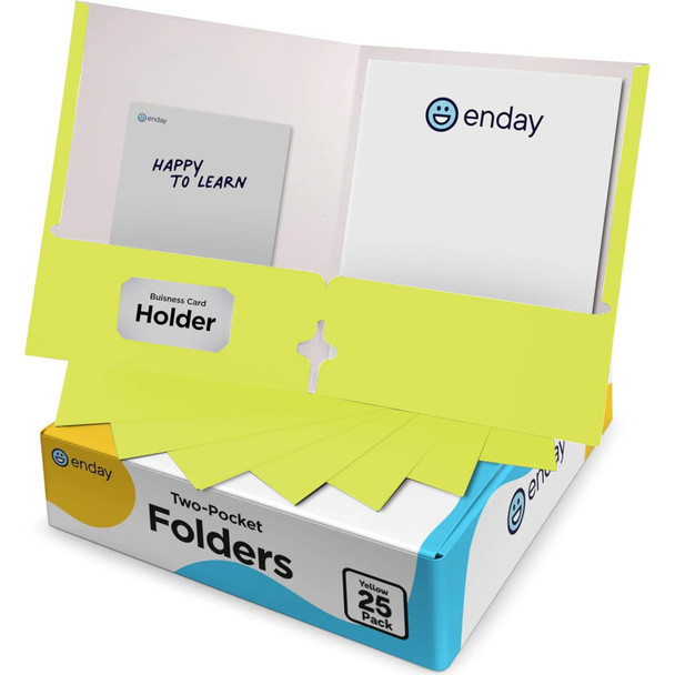 Two-Pocket Paper Folders, Letter Size, Yellow, 25 Pack