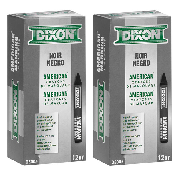 Professional Marking Crayons, Black, Dozen, 2 Packs