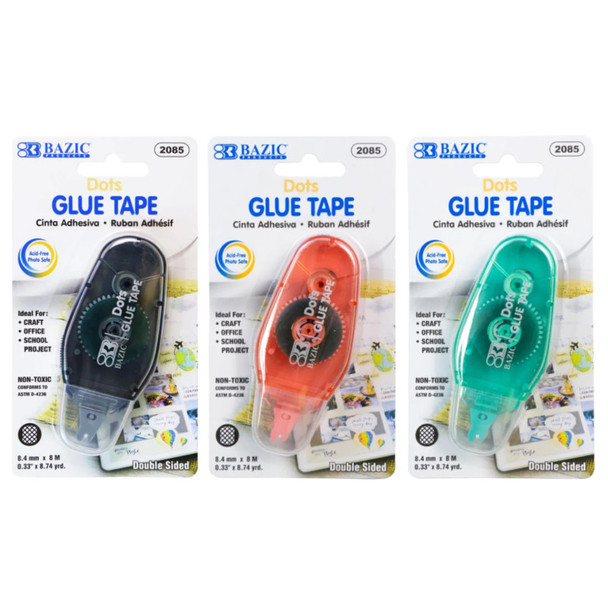 Permanent Dots Glue Tape, 8.4 mm x 8 m, 3-Pack