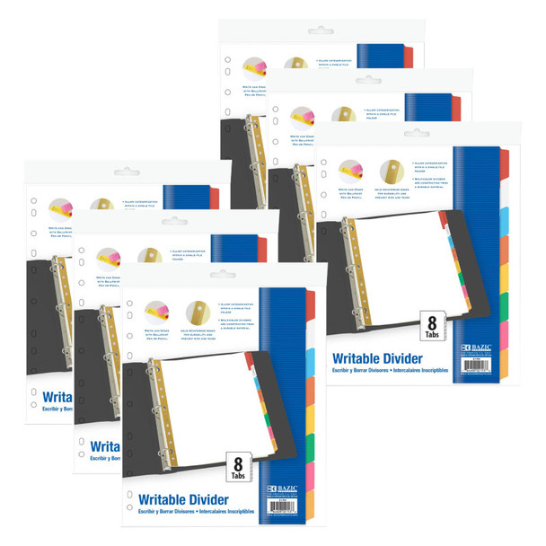 Paper Dividers with Writable Color Tabs, 8-Tab Sets, 6-Pack