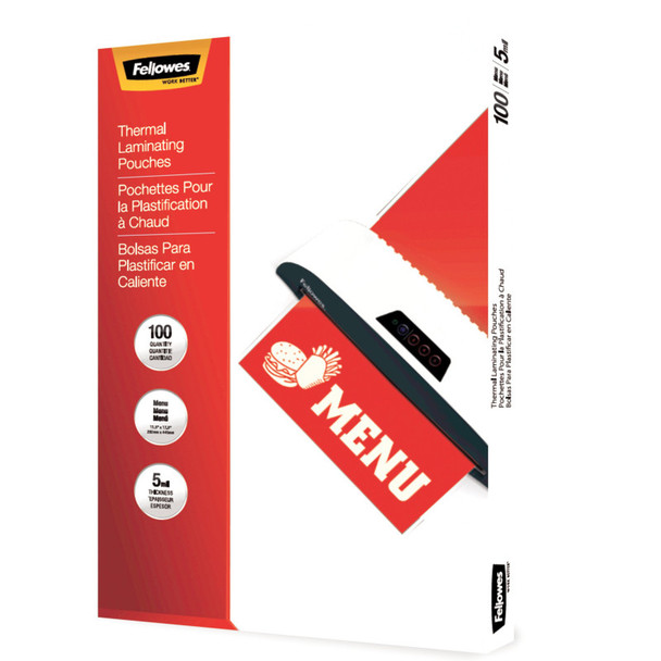 Thermal Laminating Pouches, Menu, 5mil, 100 pack