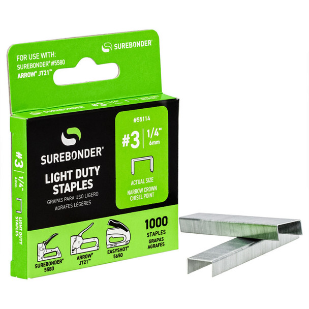 #3 Light-Duty 1/4" Staples, 1000 Count