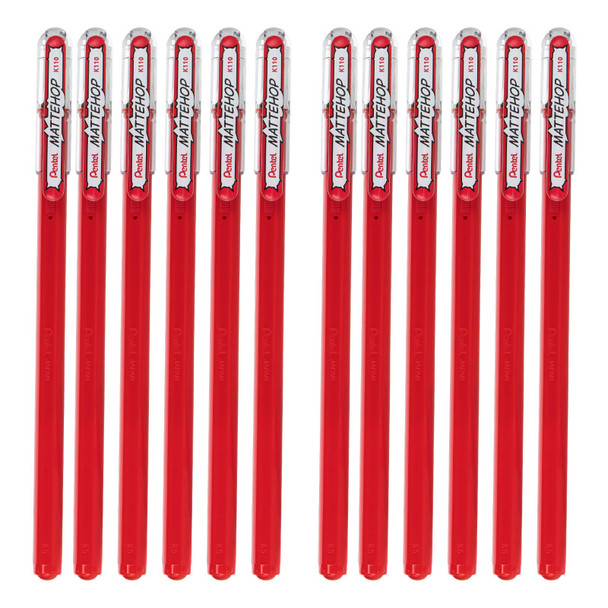 Hybrid Mattehop Gel Roller, Red, 12 Pack