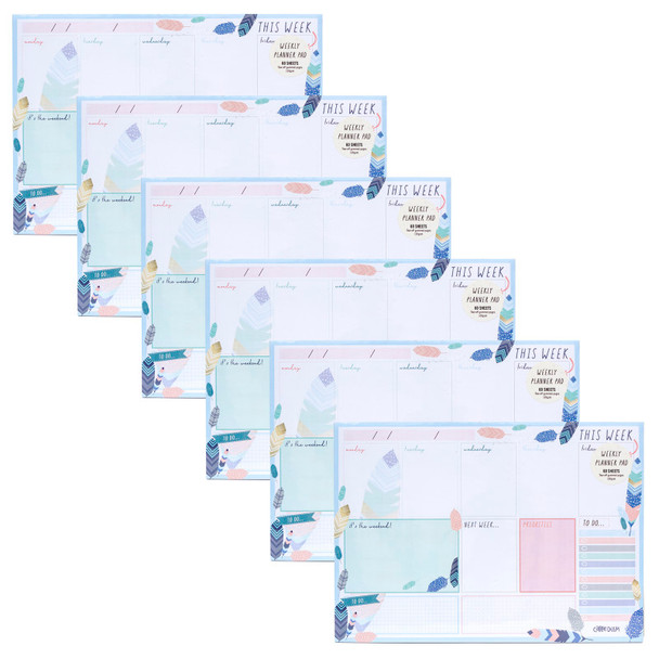 Carpe Diem Weekly Planner Pad Feathers 6 packs of 6
