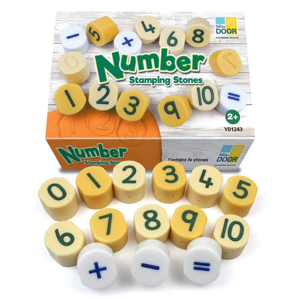 Number Stamping Stones, 0-10 Numerals and Operation Symbols, Set of 14