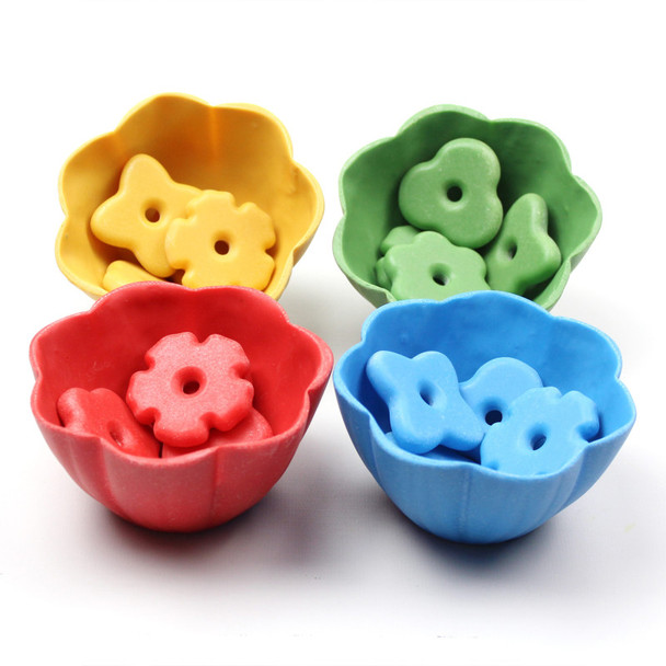 Flower Stones and Bowls Sorting Set, Multicolor, Set of 20