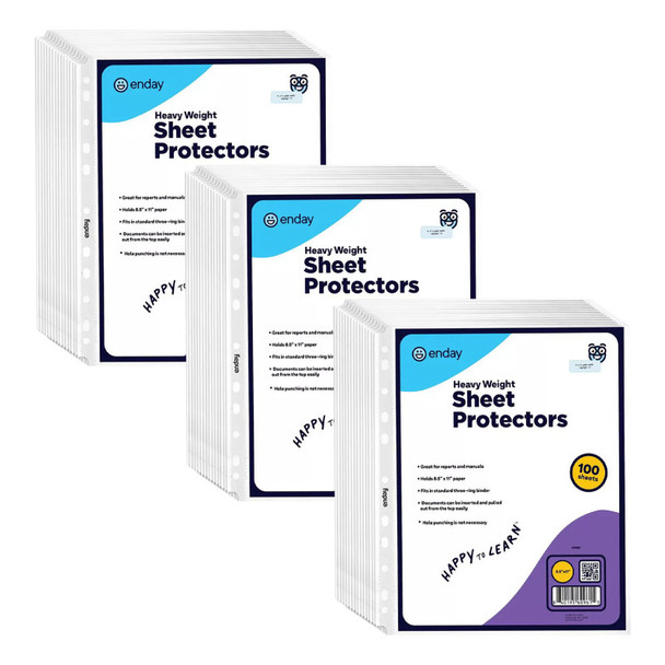 Sheet Protectors, Heavyweight Top Loading, Clear, 100 Pack, 3 Packs