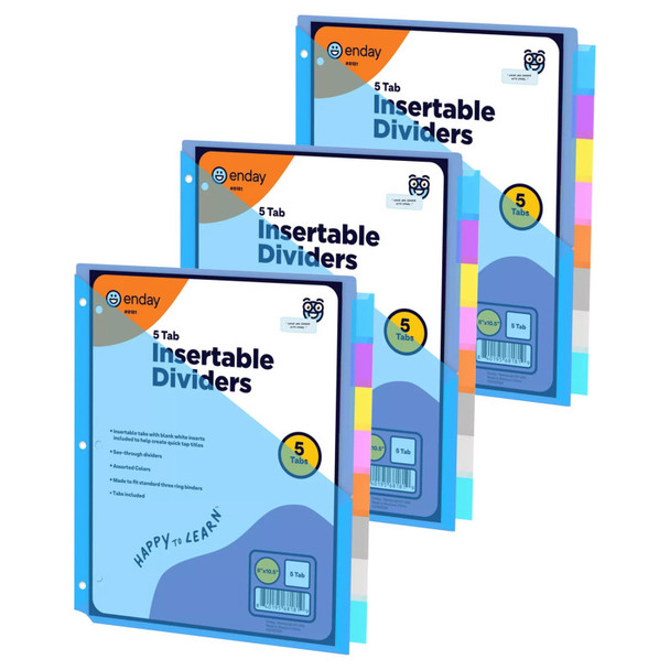 Pocket Binder Dividers with 5 Insertable Color Tabs, 3 Packs