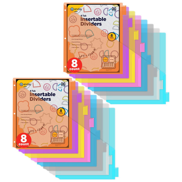 Pocket Binder Dividers with 8 Insertable Color Tabs, 2 Packs