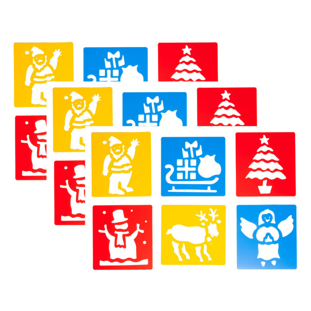 Christmas Stencils, Plastic, 6 Count, Pack of 3