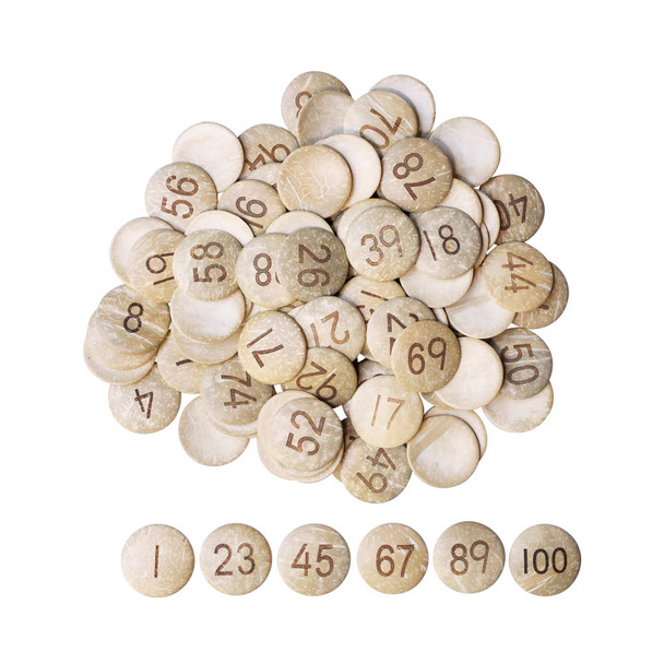Coconut Shell Number Circles 1-100, 100 Pieces