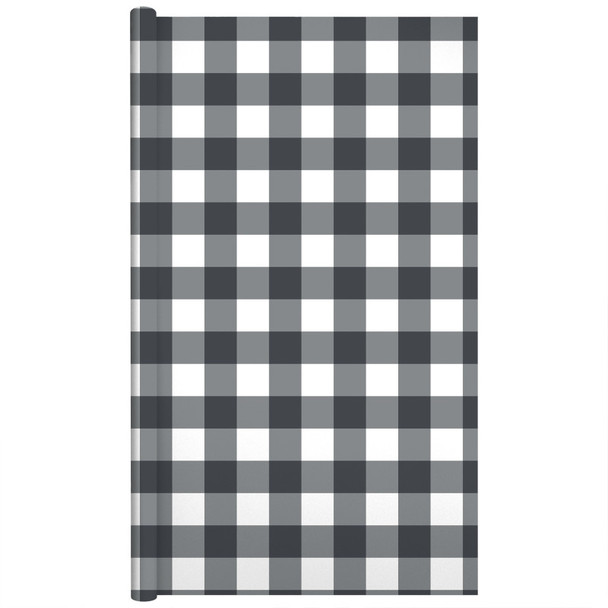 Cottage Gingham Black Bulletin Board Paper Roll, 47.25" x 25'