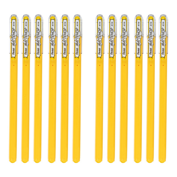 Hybrid Mattehop Gel Roller, Yellow, 12 Pack