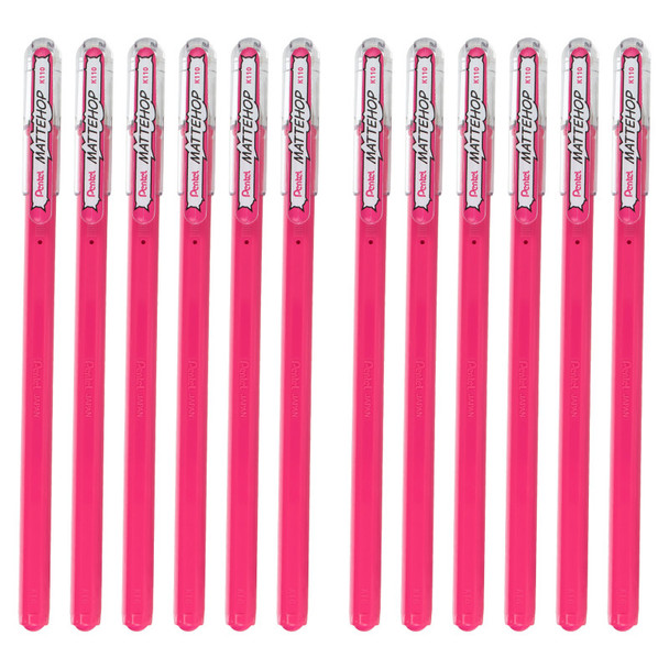 Hybrid Mattehop Gel Roller, Pink, 12 Pack