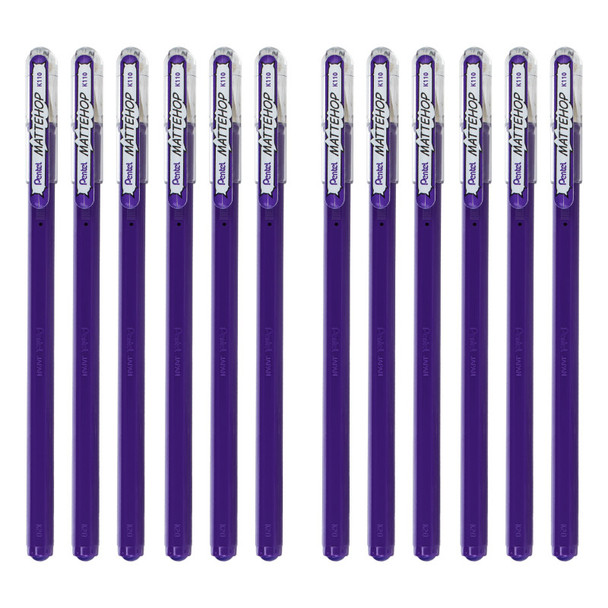 Hybrid Mattehop Gel Roller, Violet, 12 Pack