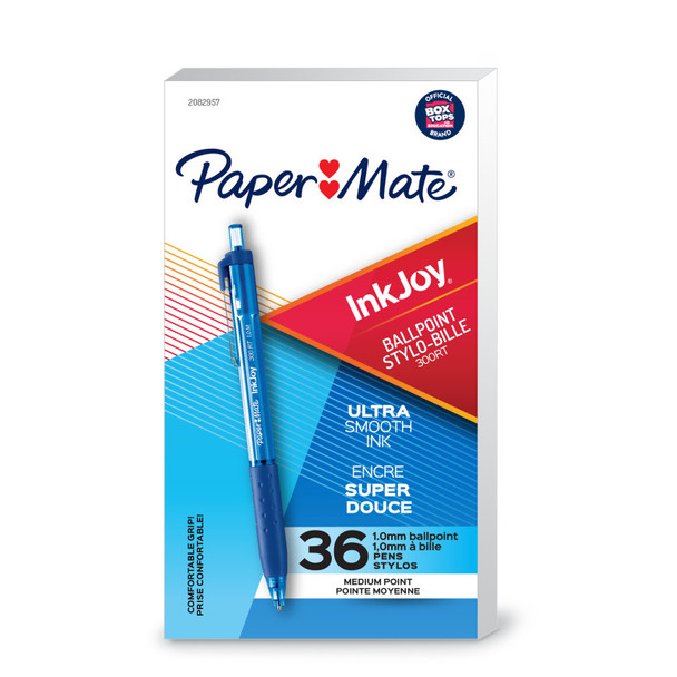 Paper Mate® InkJoy® 300RT Retractable Ballpoint Pens, Medium Point, Blue, Box of 36