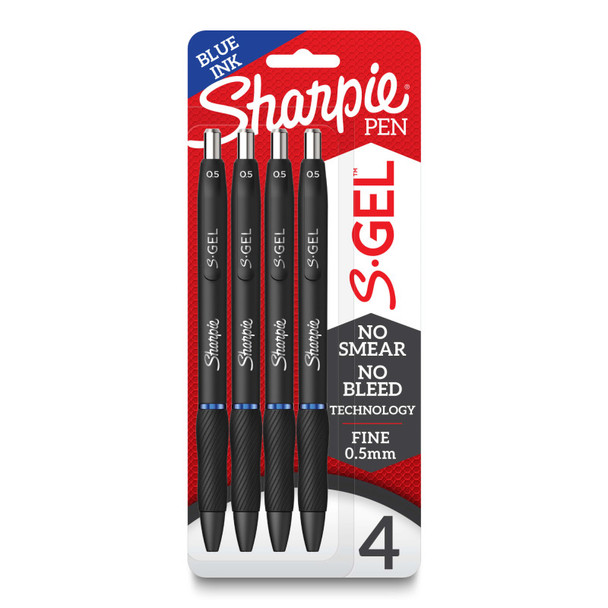 Sharpie® S-Gel, Gel Pens, Fine Point (0.5mm), Blue Ink Gel Pen, 4 Count