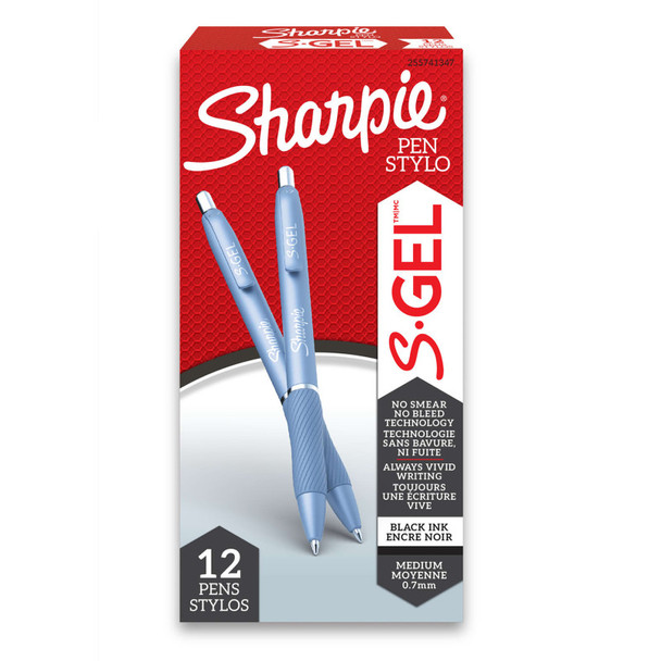 Sharpie® S-Gel, Gel Pens, Medium Point (0.7mm), Black Gel Ink Pens, 12 Count