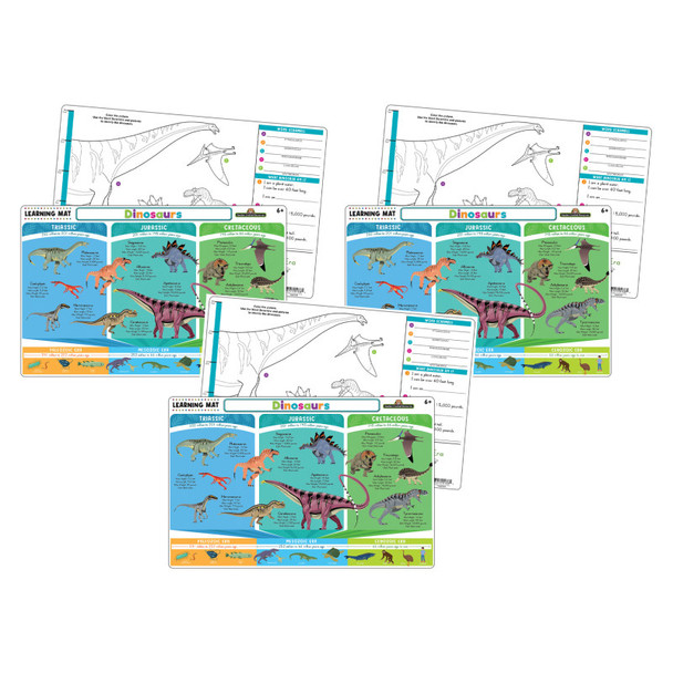 3-Pack Dinosaurs Learning Mat